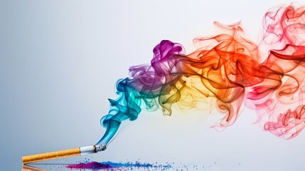 A conceptual image of colorful smoke emanating from a cigarette, symbolizing the allure and danger of smoking habits