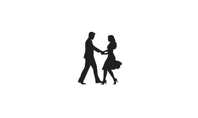 dancing couple logo black simple flat icon on white background