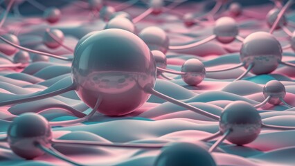 Tranquil 3D Visualization of Interconnected Spheres in Pastel Tones