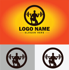 Barbell icon Fitness Gym bodybuilding sports logo icon editable vector silhouette logo