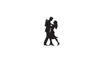 dancing couple logo black simple flat icon on white background