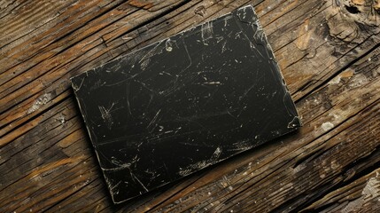 Black trading card with worn out white edges