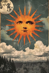 Surreal Vintage Digital Collage Art, International Sun Day, the importance of solar energy, Sun’s contributions to life on Earth.