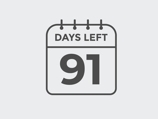 91 days to go countdown template. 91 day Countdown left days banner design. 91 Days left countdown timer