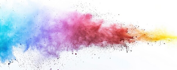 rainbow colored powder explosion on a white background