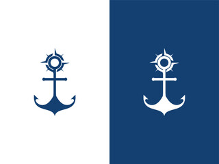 anchor with compass logo symbol vector illustration  © nurazizahku94
