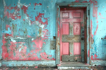 Naklejka premium Distressed elements, and worn-out appearance paint a vivid portrait of the passage of time, showcasing the beauty that emerges from decay