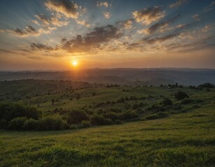 Obraz premium A stunning sunrise over a scenic landscape, heralding the arrival of Eid-al-Adha. 