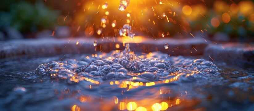 close up of water flowing from a fountain