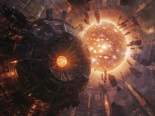 The AI, a vast network of satellites and structures, meticulously builds a Dyson Sphere, capturing the star's energy for its own purposes.