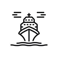 Black line icon for ferry