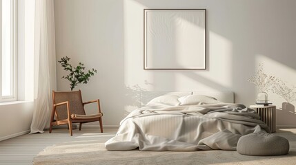 Fototapeta na wymiar Elegant, minimalist young adult's room with a minimalist aesthetic, highlighting simplicity in decor, neutral colors, and carefully selected furnishings