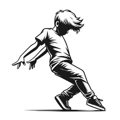 Dancing boy vector silhouette isolated on white background