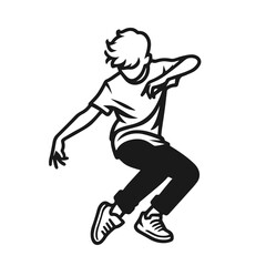 Dancing boy vector silhouette isolated on white background