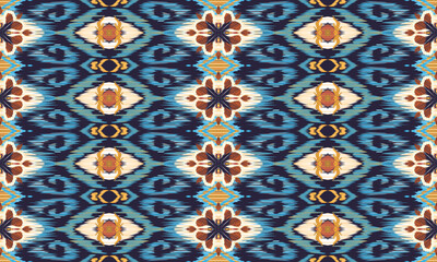 Hand draw colorful Ikat folklore geometric ethnic pattern traditional.Aztec style beautiful embroidery abstract vector.great for textiles, banners, wallpapers, wrapping vector design