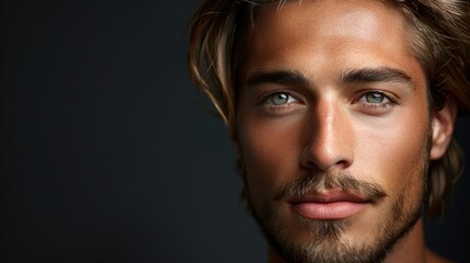 Obraz premium A detailed view of a man with a beard