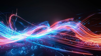 beautiful neon colored magic spark line abstract background