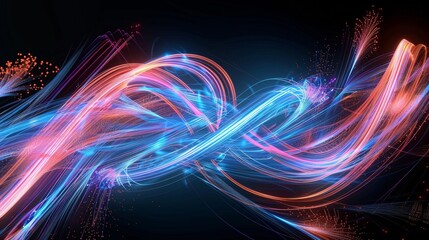 beautiful neon colored magic spark line abstract background