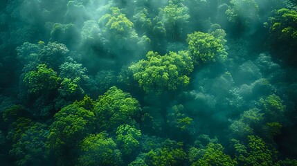 Naklejka premium Aerial Forest Canopy with Diffused Illumination