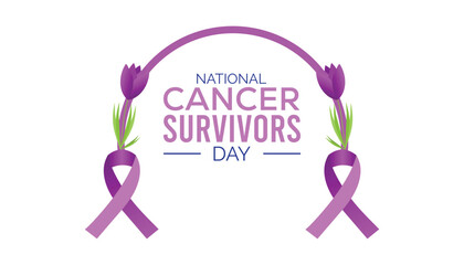 National Cancer Survivors Day observed every year in June. Template for background, banner, card, poster with text inscription.