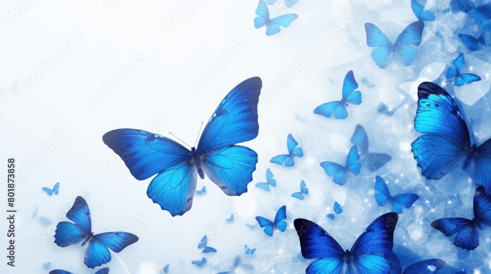 Wall mural blue butterfly background