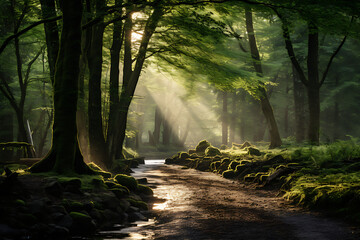 misty morning in the forest