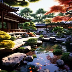 rock and moss garden at Japanese Buddhist temple