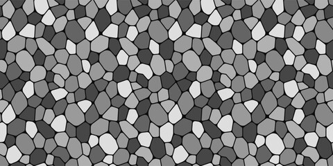cobblestone paving seamless pattern vector illustration. Pebble repeated background. grey stone rubble template wallpaper for interior designs, landscaping, game and wall textures