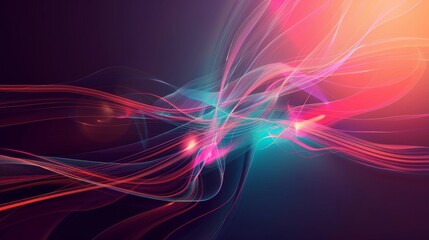 abstract blurred neon tangled web glowing lines background