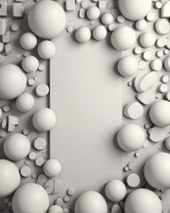 Abstract 3d rendering of white spheres with blank space for text.