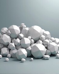 Abstract 3d rendering of chaotic polygonal spheres in empty space