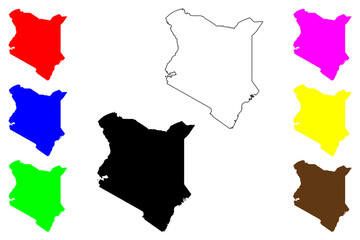 Kenya map vector illustration, scribble sketch Republic of Kenya, Jamhuri ya Kenya