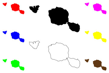 Tahiti island map (French Polynesia, Society Islands, French Republic) vector illustration, scribble sketch Otaheite
