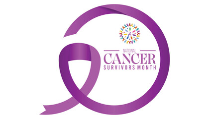Obraz premium National Cancer Survivors Month observed every year in June. Template for background, banner, card, poster with text inscription.
