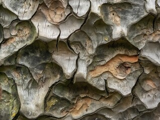 Fototapeta premium Close-up shot of tree bark showcasing a rich texture and earthy tones.