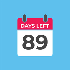 89 days to go countdown template. 89 day Countdown left days banner design. 89 Days left countdown timer