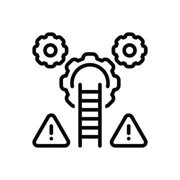 black gears, ladder, warning signs clip art preview