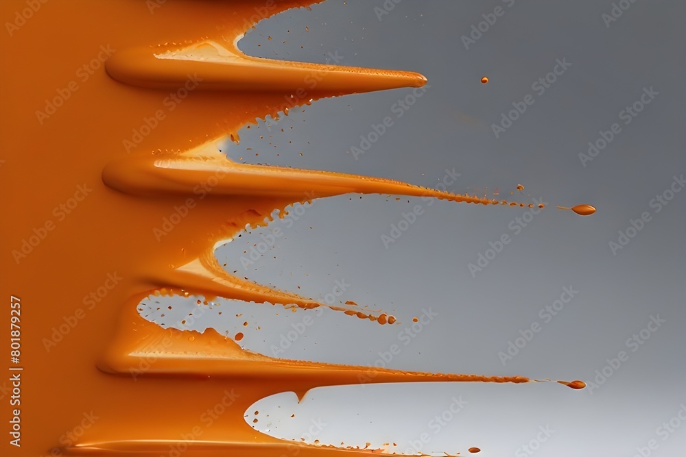 Poster orange block of paint isolated on transparent background generative ai