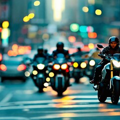 Rush hour traffic with motorcycle in city