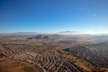 Aerial view from hot air balloon of housing in Temecula southern California United States
