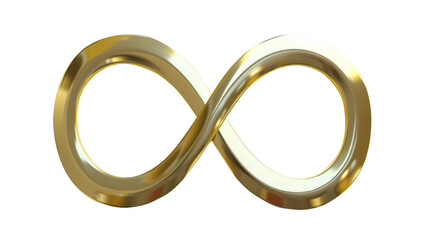 Gold infinity symbol or sign love gift, Sustainable strategy approach to   for future growth infinity circular economy, isolated transparent, cutout or clipping path background, illustration
