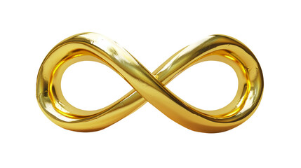 Gold infinity symbol or sign love gift, Sustainable strategy approach to   for future growth infinity circular economy, isolated transparent, cutout or clipping path background, illustration