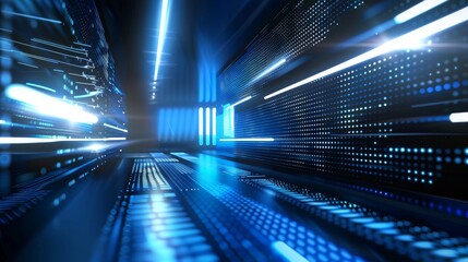 Obraz premium shining blue glowing abstract futuristic technology background