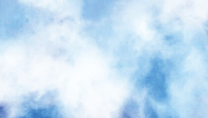 Abstract Blue Watercolor Background. Blue sky and clouds. 