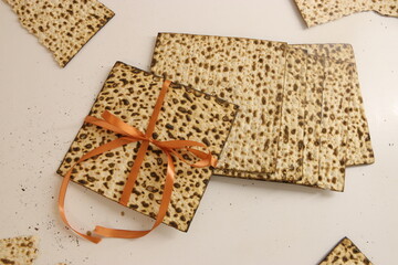 Matzoh for the Jewish Passover. It is a Jewish custom to eat matzoh on Passover, bread made from unleavened dough
