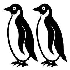 Naklejka premium 2 Penguin vector silhouette 