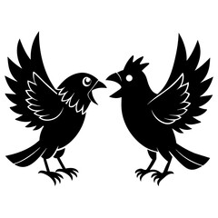 Whimsical Showdown Bird vector silhouette 
