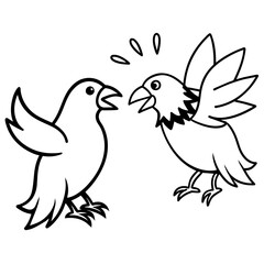 Whimsical Showdown Bird line art vector 