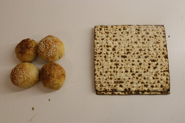 Matzoh for the Jewish Passover. It is a Jewish custom to eat matzoh on Passover, bread made from...