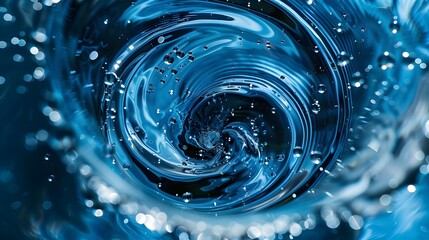 Swirling Vortex of Vibrant Blue Water Droplets for Captivating Digital Backgrounds